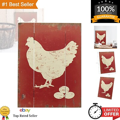 #ad Vintage Chicken Design Wooden Farm Sign Rustic Country Home Decor 11.75quot; x... $36.44