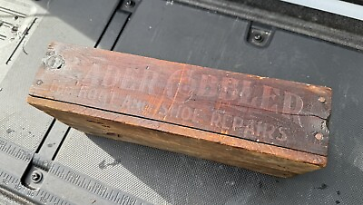 #ad Antique Leader Cobbler For Boot and Shoe Repair Wood Crate Box General Store $24.99