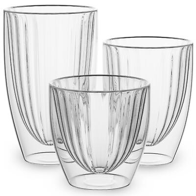 Elle Decor Ribbed Double Wall Coffee Cup Set of 3 8 Oz $39.99