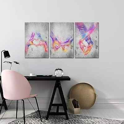 #ad Kreative Arts Heart Wall Art Canvas Painting Love Hands Prints 16x24 $26.90