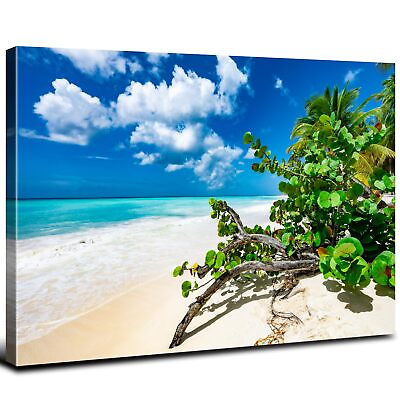 #ad Blue Ocean Wall Art Florida Beach Pictures for Living Room Coastal Green Plan... $28.27