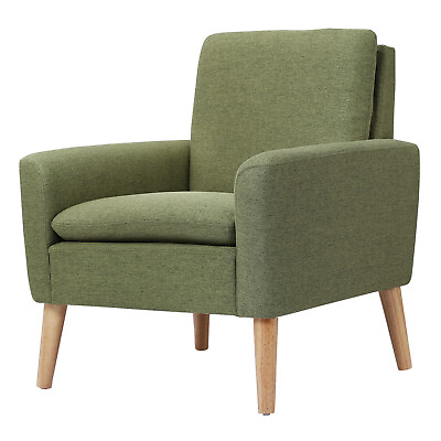 #ad Modern Accent ArmChair Living Room Fabric Single Sofa Wood Leg Soft Cushion $138.99