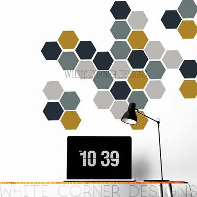#ad #ad Honeycomb Wall Decals Geometric Wall Decals Gold Vinyl Decals Honeycomb ga46a $38.99