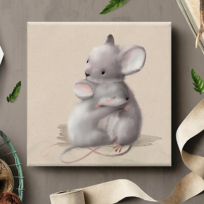 #ad Framed Canvas Wall Art Painting Prints Cute Baby Animal Mouse Hug Love ANML087 $29.99