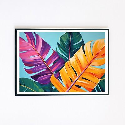 #ad Palm Leaves Tropical Botanical Illustration 7x5 Retro Home Decor Wall Art Print GBP 3.95