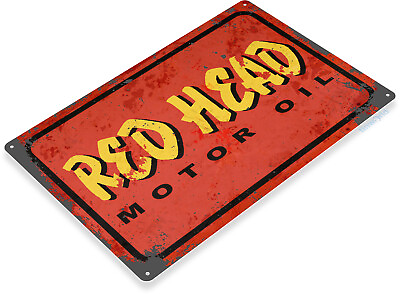 #ad #ad Red Head Motor Oil Garage Service Gas Retro Rustic Wall Art Decor Metal Tin Sign $17.99