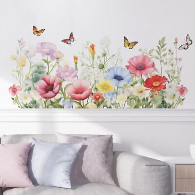 #ad Flower Wall Stickers Floral Peony Wall Decals for Living Room Flower E $20.21
