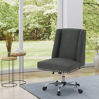 Contemporary Home Office Swivel Chair with Nailhead Trim $277.18