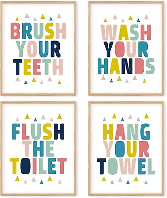 #ad Kids Bathroom Unframed Wall Art PrintsColorful Kid Toilet Bathroom Posters Prin $26.51
