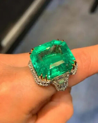 #ad Art Deco Fine Design With 3.87CT Colombian Emerald amp; Fancy Cut CZ Vintage Ring $103.99