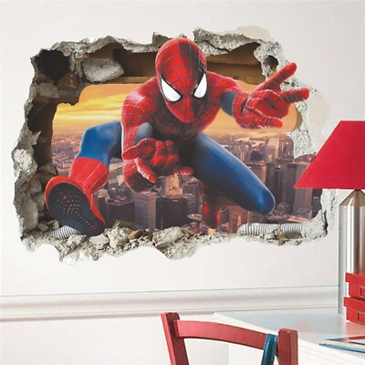 #ad 3D SPIDERMAN AVENGERS SUPERHERO Wall Stickers Decal Wallpaper Kids Child Room $29.00