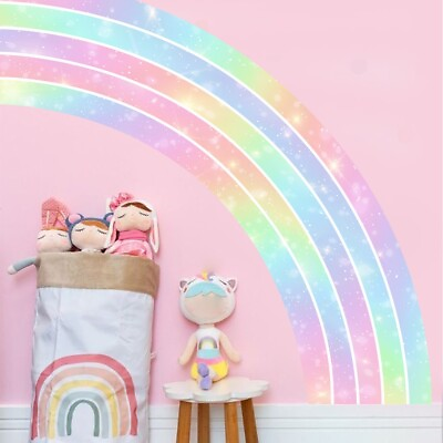 #ad #ad Rainbow Wall Decals for Girls Room Decor Boho Half Rainbow Wall Stickers Nursery $32.98