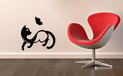 #ad #ad Wall Stickers Vinyl Decal Cute Cat Animal Pet Butterfly ig1376 $29.99