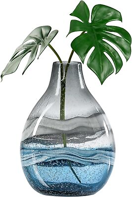 #ad #ad Blue Vases for Decor Colored Glass Vase Made for Living Room Home Office $51.00