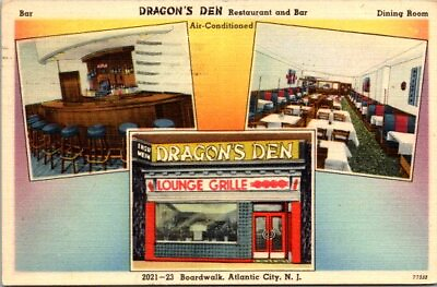#ad Dragons den restaurant in bar boardwalk Atlantic City New Jersey Postcard $2.88