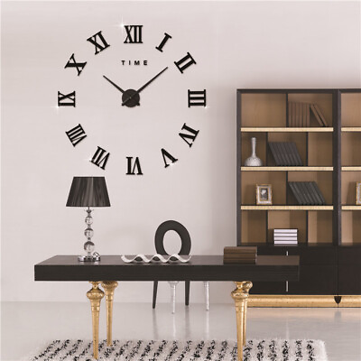 #ad #ad 3D DIY Home Decor Extra Large Roman Numerals Luxury Mirror Wall Sticker Clock $18.81