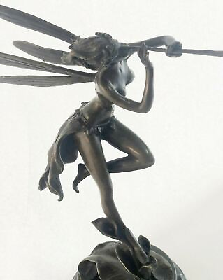 #ad Fabulous quot;GOOD FAIRY` Bronze Cast Metal Art Deco Nouveau Statue 15quot; Tall Sale $234.50