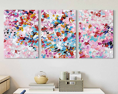 #ad #ad Wall Art for Living Room Flowers Pink Wall Decor Canvas Paintings for Wall Decor $85.63