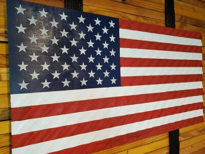 #ad Large Americn Handmade Wavy Wood Flag Quality Craftsmanship 19x37 $100.00