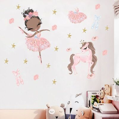 #ad Princess Unicorn Wall Stickers Kids Rooms Girls Bedroom Decor Nursery Decals $17.28