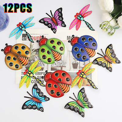 #ad #ad 12x Removable Butterfly Dragonfly Ladybug Wall Decor 3D Metal Decal Garden Yard $13.48