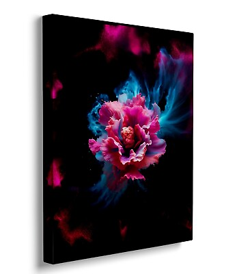 #ad Pink Blue Flowers Canvas Wall Art Abstract Artwork Prints for Teen Girl Bedroom $48.99