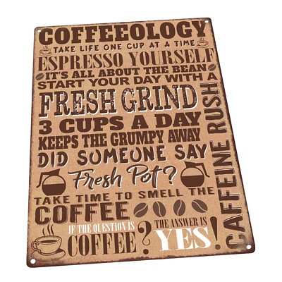 #ad Coffeeology Metal Sign; Wall Decor for Kitchen and Dinning Room $89.99