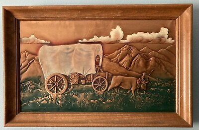 #ad Vintage Wall Art Copper Relief Western Art $177.60