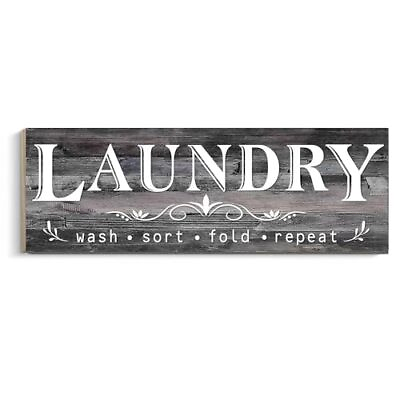 #ad Solid Wood Laundry Room Decor Rustic Signs Wall 4.7 x 13.7 inch Laundry Sign $20.23