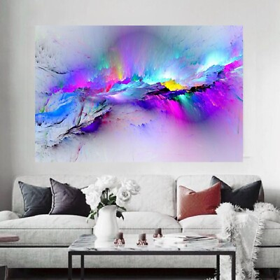 #ad Abstract Colourful Paint Modern Large Wall Art Framed Canvas Picture $6.46