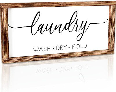 #ad Laundry WASH DRY FOLD Sign 17quot; x 8quot; x .5quot; Farmhouse Laundry Room Decor NEW $23.96