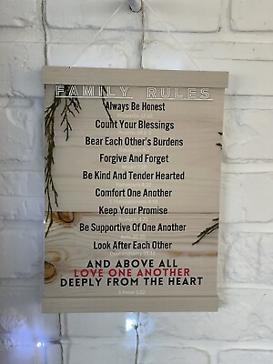 #ad Family Rules Canvas Wall Art Christian Bible Verses $11.99
