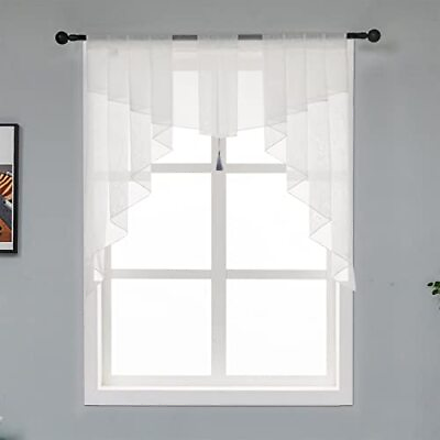 #ad Swag Sheer Valance Curtains for Living Room Color Matching Kitchen Swag Vala... $25.30