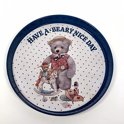 #ad VTG Giftco 1992 Giordano Art Ltd. 11quot; Tin Serving Tray TEDDY BEAR Bar Drink $19.95