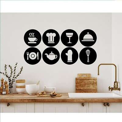 #ad Kitchen Wall Decoration Sticker 8 Unique Stylish Design Self Adhesive $59.40