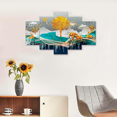 #ad #ad Set of Five Framed 3D Wall Paintings for Wall Decoration 125X60C.M Modern Art $62.69