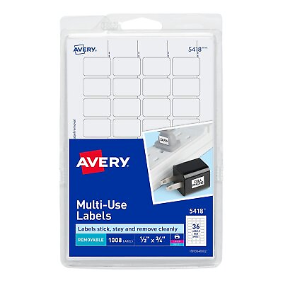 #ad Avery Removable Multi Use Labels 1 2 x 3 4 White 1008 Pack 05418 $9.48
