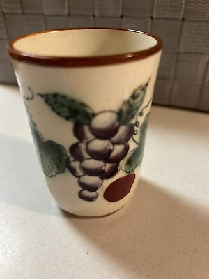 #ad Italian Hand Painted Porcelain Cup 3.25” EUC With Grape Decor Vintage $25.00