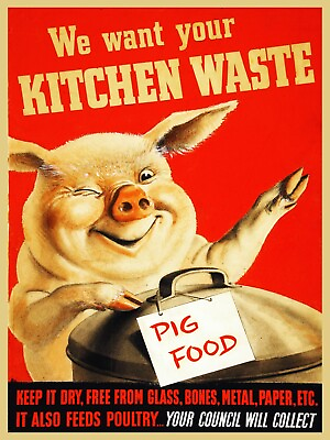 #ad #ad 11413.Decor Poster.Room interior.Vintage home wall art.Kitchen waste is Pig food $35.00