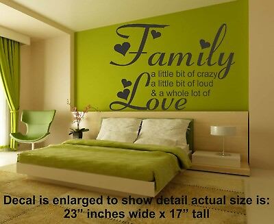 #ad Family Wall Art 23 x 17quot; Decal Sticker Saying Quote lettering home decor love $11.99