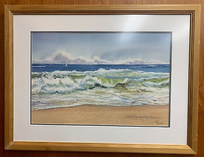 #ad Mary Ellen Golden Surf Giclee Print Beach Art N.C. $50.00