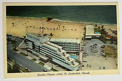 #ad Fort Lauderdale Florida Vintage Postcard Yankee Clipper Hotel Aerial Beach c1950 $6.50