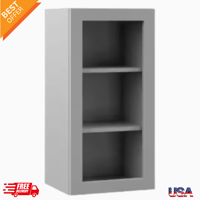 #ad New Designer Series 15x30x12 Inch Wall Open Shelf Kitchen Cabinet in Heron Gray $189.99