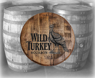 Rustic Home Bar Decor Wild Turkey Bourbon Barrel Lid wood wall art Kentucky $89.95