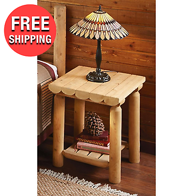 #ad Rustic Natural Indoor Cedar Log Side Table Unfinished Natural Look Home Decor $221.22