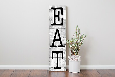 #ad 24 Inch Eat Kitchen Vertical Wood Print Sign $41.48