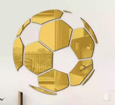 #ad #ad NEW 12” Gold 3D Soccer Ball Football Mirror Wall Decor Acrylic Stickers Set $29.99
