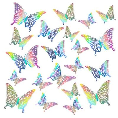 #ad 72Pcs 3D Laser Butterfly Wall Decor Glitter Removable Wall Stickers $17.43