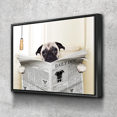 #ad #ad Dog Bathroom Art Bathroom Wall Decor Bathroom Canvas Art Prints Canvas Wal $149.95