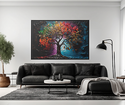 #ad #ad 3D Acrylic Abstract Painting Tree Of Life Copy Framed Canvas Wall Art Home Decor $339.99